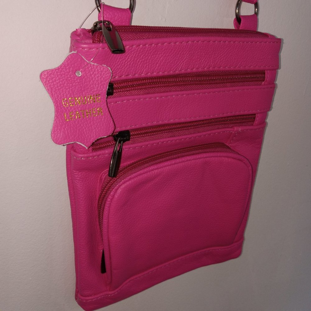 Vintage Leather hot pink single strap handbag - Picture 4 of 6